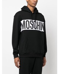 schwarzer bedruckter Pullover mit einem Kapuze von Moschino