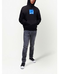 schwarzer bedruckter Pullover mit einem Kapuze von KARL LAGERFELD JEANS