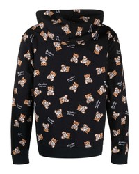 schwarzer bedruckter Pullover mit einem Kapuze von Moschino