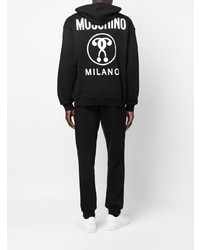 schwarzer bedruckter Pullover mit einem Kapuze von Moschino