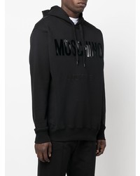 schwarzer bedruckter Pullover mit einem Kapuze von Moschino