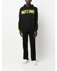 schwarzer bedruckter Pullover mit einem Kapuze von Moschino