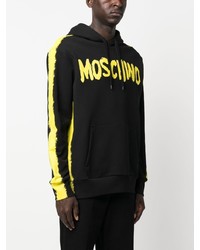 schwarzer bedruckter Pullover mit einem Kapuze von Moschino