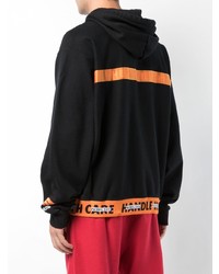 schwarzer bedruckter Pullover mit einem Kapuze von Heron Preston