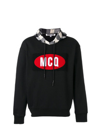 schwarzer bedruckter Pullover mit einem Kapuze von McQ Alexander McQueen