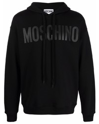 schwarzer bedruckter Pullover mit einem Kapuze von Moschino