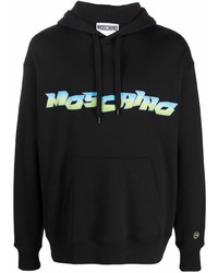 schwarzer bedruckter Pullover mit einem Kapuze von Moschino