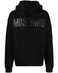 schwarzer bedruckter Pullover mit einem Kapuze von Moschino