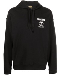 schwarzer bedruckter Pullover mit einem Kapuze von Moschino