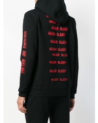 schwarzer bedruckter Pullover mit einem Kapuze von Marcelo Burlon County of Milan