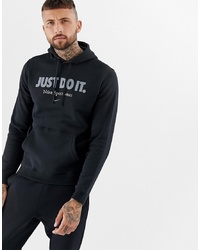 schwarzer bedruckter Pullover mit einem Kapuze von Nike