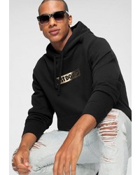 schwarzer bedruckter Pullover mit einem Kapuze von Nike Sportswear