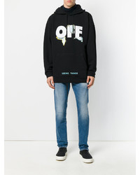 schwarzer bedruckter Pullover mit einem Kapuze von Off-White