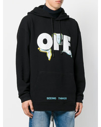 schwarzer bedruckter Pullover mit einem Kapuze von Off-White