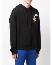 schwarzer bedruckter Pullover mit einem Kapuze von Moschino