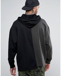 schwarzer bedruckter Pullover mit einem Kapuze von Asos