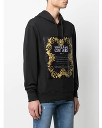 schwarzer bedruckter Pullover mit einem Kapuze von VERSACE JEANS COUTURE