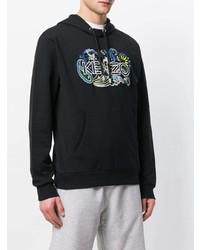 schwarzer bedruckter Pullover mit einem Kapuze von Kenzo