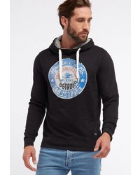 schwarzer bedruckter Pullover mit einem Kapuze von Petrol Industries