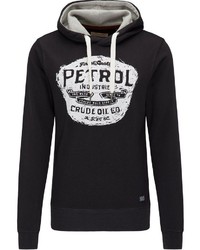 schwarzer bedruckter Pullover mit einem Kapuze von Petrol Industries