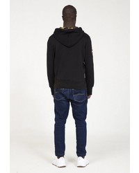 schwarzer bedruckter Pullover mit einem Kapuze von PLUS EIGHTEEN