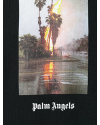 schwarzer bedruckter Pullover mit einem Kapuze von Palm Angels