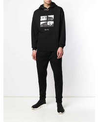 schwarzer bedruckter Pullover mit einem Kapuze von Alexander Wang