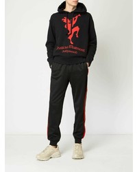 schwarzer bedruckter Pullover mit einem Kapuze von Gucci