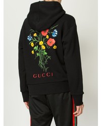 schwarzer bedruckter Pullover mit einem Kapuze von Gucci