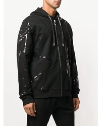 schwarzer bedruckter Pullover mit einem Kapuze von Les Hommes Urban