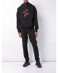 schwarzer bedruckter Pullover mit einem Kapuze von Yang Li
