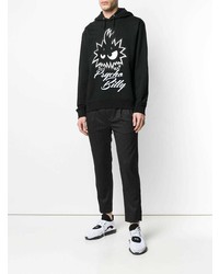 schwarzer bedruckter Pullover mit einem Kapuze von McQ Alexander McQueen