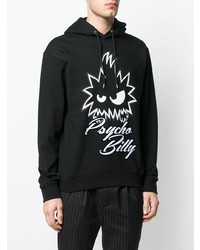 schwarzer bedruckter Pullover mit einem Kapuze von McQ Alexander McQueen