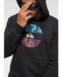 schwarzer bedruckter Pullover mit einem Kapuze von Quiksilver