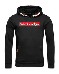 schwarzer bedruckter Pullover mit einem Kapuze von Redbridge