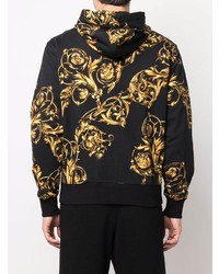 schwarzer bedruckter Pullover mit einem Kapuze von VERSACE JEANS COUTURE