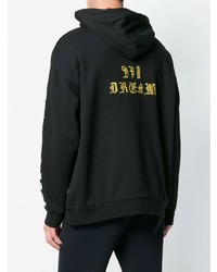 schwarzer bedruckter Pullover mit einem Kapuze von Diesel