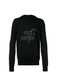 schwarzer bedruckter Pullover mit einem Kapuze von Saint Laurent
