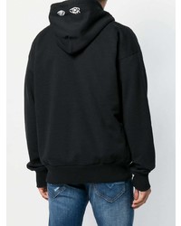 schwarzer bedruckter Pullover mit einem Kapuze von Diesel