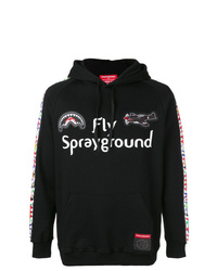 schwarzer bedruckter Pullover mit einem Kapuze von Sprayground