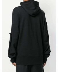 schwarzer bedruckter Pullover mit einem Kapuze von Ann Demeulemeester Blanche