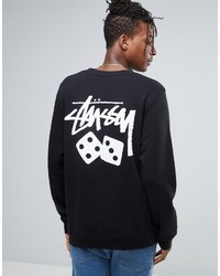 schwarzer bedruckter Pullover mit einem Kapuze von Stussy