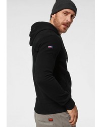 schwarzer bedruckter Pullover mit einem Kapuze von Superdry