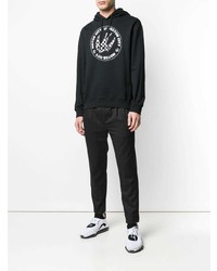 schwarzer bedruckter Pullover mit einem Kapuze von McQ Alexander McQueen