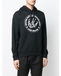 schwarzer bedruckter Pullover mit einem Kapuze von McQ Alexander McQueen