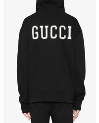 schwarzer bedruckter Pullover mit einem Kapuze von Gucci