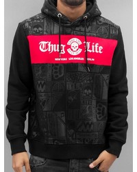 schwarzer bedruckter Pullover mit einem Kapuze von Thug Life