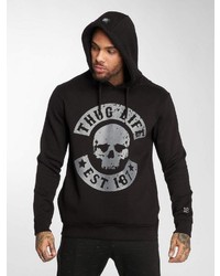 schwarzer bedruckter Pullover mit einem Kapuze von Thug Life