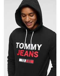 schwarzer bedruckter Pullover mit einem Kapuze von Tommy Jeans