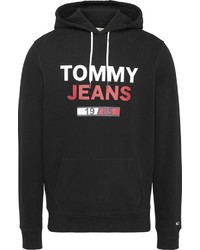 schwarzer bedruckter Pullover mit einem Kapuze von Tommy Jeans